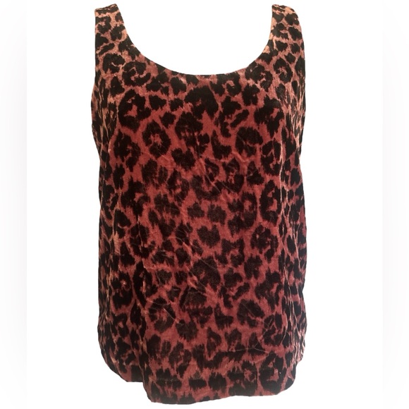 J. Crew Always Pink and Burgundy Velvet Tank Animal Print Top 2 - Picture 1 of 5